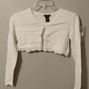 Girls Chaps white shrug sweater